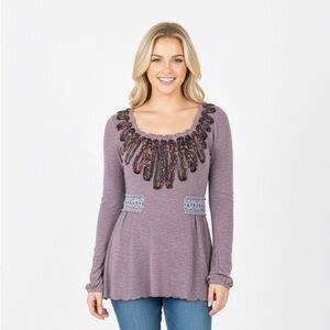 Zba purple boho top size medium